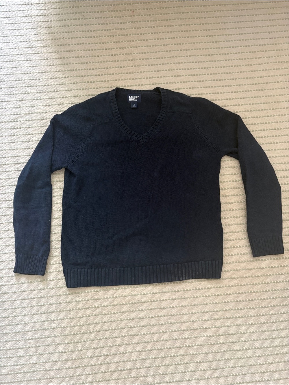 Lands' End Women's V-Neck Sweater Navy Blue Size - S